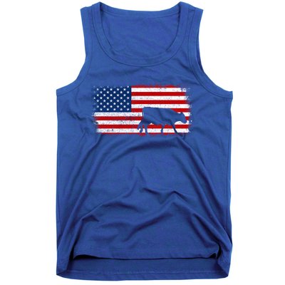 Hereford Cow Patriotic American Flag Vintage Gift Tank Top