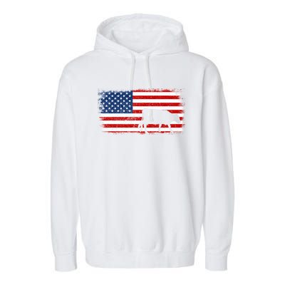 Hereford Cow Patriotic American Flag Vintage Gift Garment-Dyed Fleece Hoodie