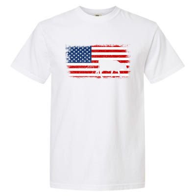 Hereford Cow Patriotic American Flag Vintage Gift Garment-Dyed Heavyweight T-Shirt