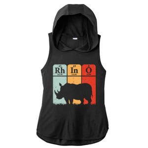 Hippo Chemistry Periodic Table Elements Rhinoceros Lover Ladies PosiCharge Tri-Blend Wicking Draft Hoodie Tank