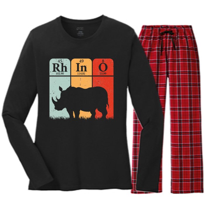 Hippo Chemistry Periodic Table Elements Rhinoceros Lover Women's Long Sleeve Flannel Pajama Set 