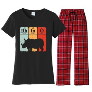 Hippo Chemistry Periodic Table Elements Rhinoceros Lover Women's Flannel Pajama Set