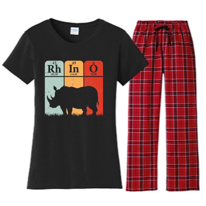 Hippo Chemistry Periodic Table Elements Rhinoceros Lover Women's Flannel Pajama Set