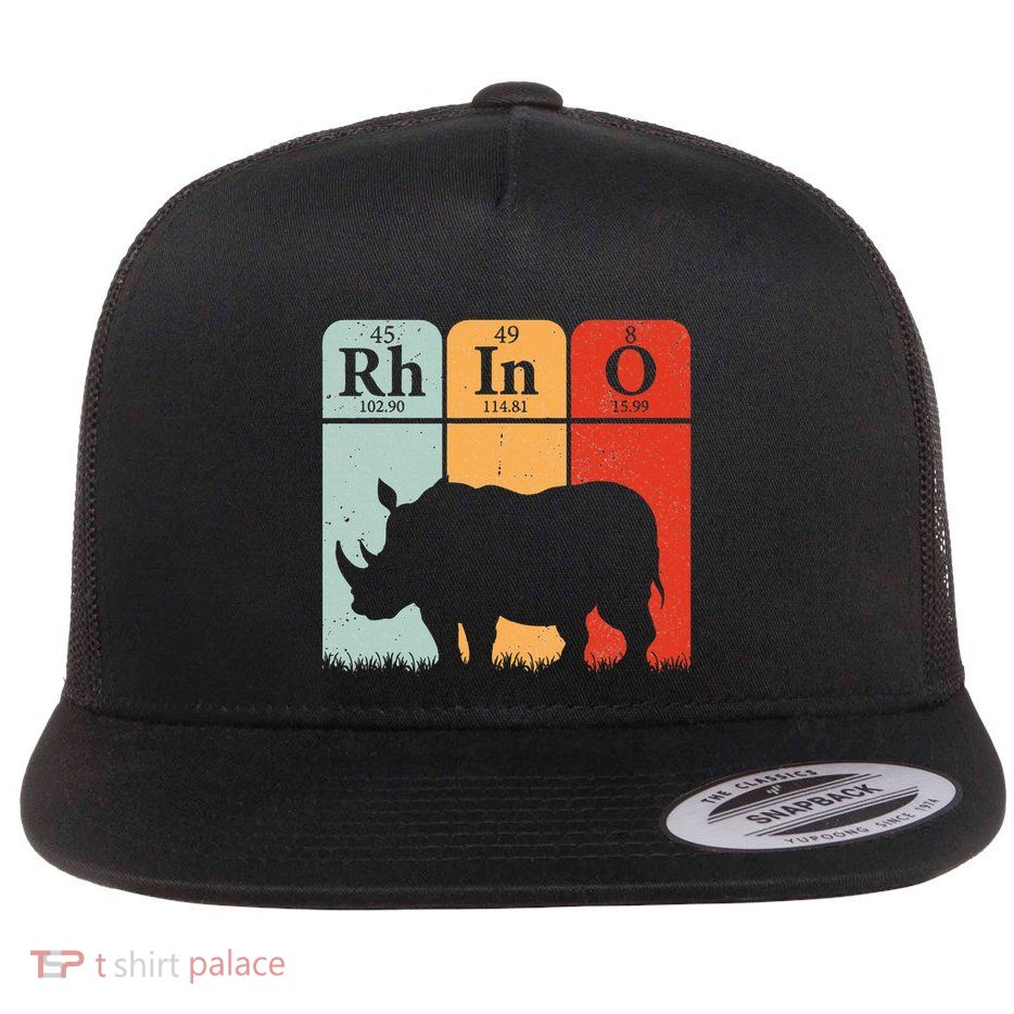 Hippo Chemistry Periodic Table Elements Rhinoceros Lover Flat Bill Trucker Hat