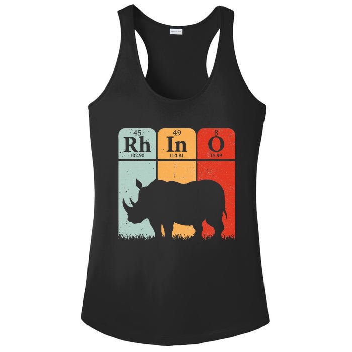 Hippo Chemistry Periodic Table Elements Rhinoceros Lover Ladies PosiCharge Competitor Racerback Tank