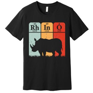 Hippo Chemistry Periodic Table Elements Rhinoceros Lover Premium T-Shirt