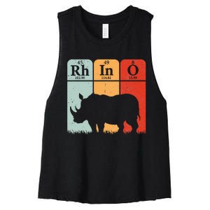 Hippo Chemistry Periodic Table Elements Rhinoceros Lover Women's Racerback Cropped Tank