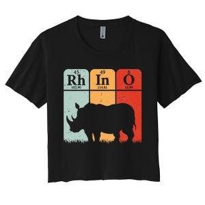 Hippo Chemistry Periodic Table Elements Rhinoceros Lover Women's Crop Top Tee