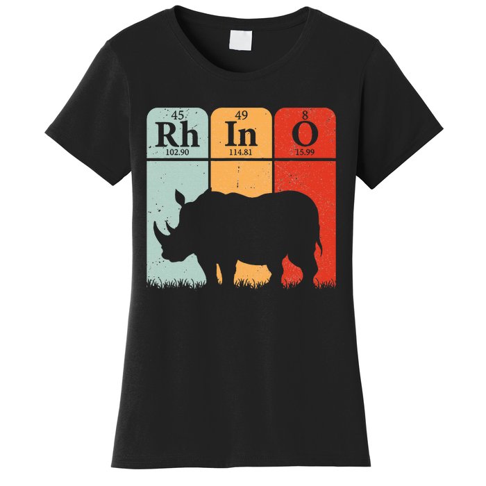 Hippo Chemistry Periodic Table Elements Rhinoceros Lover Women's T-Shirt