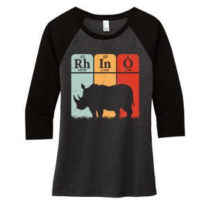 Hippo Chemistry Periodic Table Elements Rhinoceros Lover Women's Tri-Blend 3/4-Sleeve Raglan Shirt