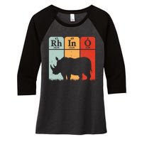 Hippo Chemistry Periodic Table Elements Rhinoceros Lover Women's Tri-Blend 3/4-Sleeve Raglan Shirt