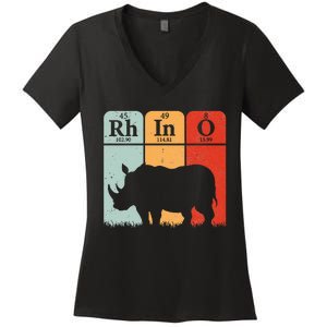 Hippo Chemistry Periodic Table Elements Rhinoceros Lover Women's V-Neck T-Shirt