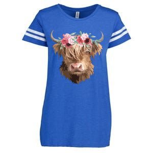 Highland Cow Painting Enza Ladies Jersey Football T-Shirt