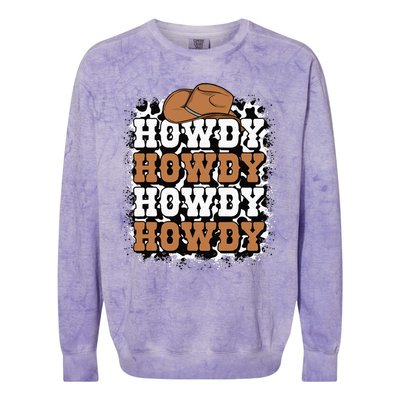 Howdy Cow Print Western Country Cowgirl Cowboy Texas Rodeo Colorblast Crewneck Sweatshirt