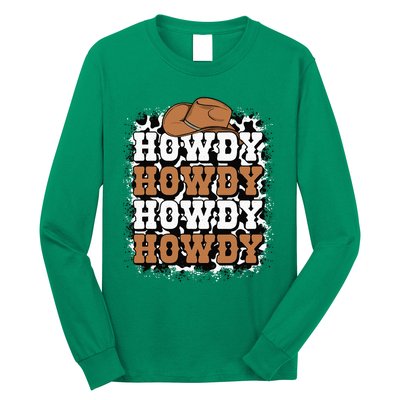 Howdy Cow Print Western Country Cowgirl Cowboy Texas Rodeo Long Sleeve Shirt