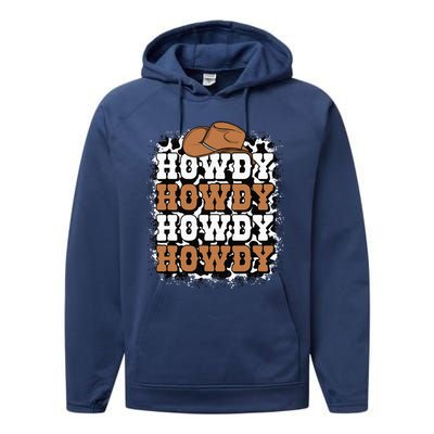 Howdy Cow Print Western Country Cowgirl Cowboy Texas Rodeo Performance Fleece Hoodie