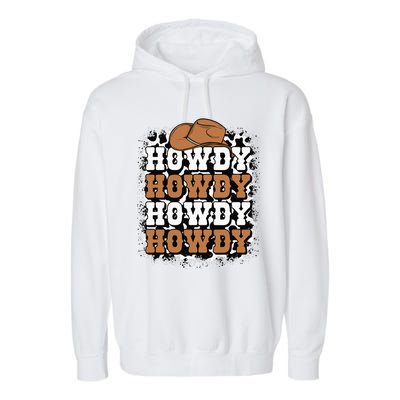 Howdy Cow Print Western Country Cowgirl Cowboy Texas Rodeo Garment-Dyed Fleece Hoodie