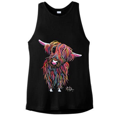 HiGHLaND CoW PRiNT ANiMaL PRiNT BoLLY Ladies PosiCharge Tri-Blend Wicking Tank