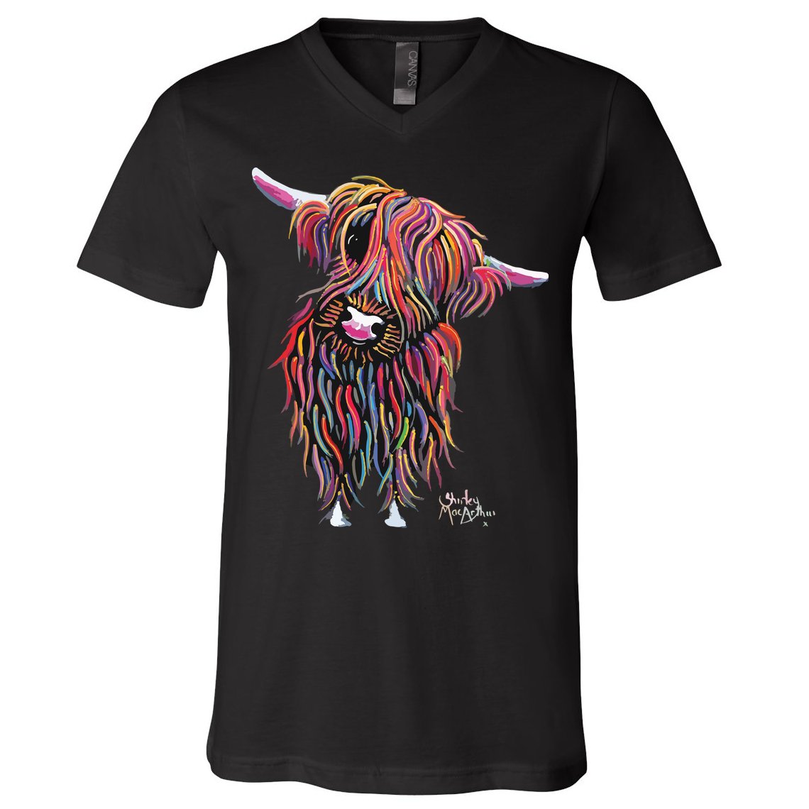 HiGHLaND CoW PRiNT ANiMaL PRiNT BoLLY V-Neck T-Shirt
