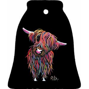 HiGHLaND CoW PRiNT ANiMaL PRiNT BoLLY Ceramic Bell Ornament