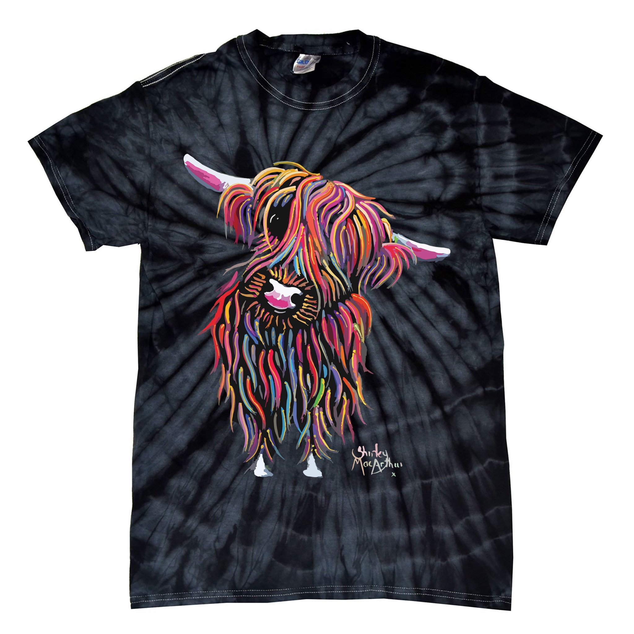 HiGHLaND CoW PRiNT ANiMaL PRiNT BoLLY Tie-Dye T-Shirt