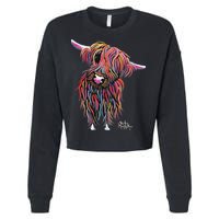 HiGHLaND CoW PRiNT ANiMaL PRiNT BoLLY Cropped Pullover Crew