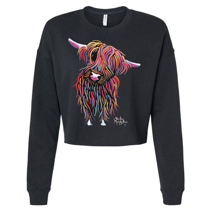 HiGHLaND CoW PRiNT ANiMaL PRiNT BoLLY Cropped Pullover Crew