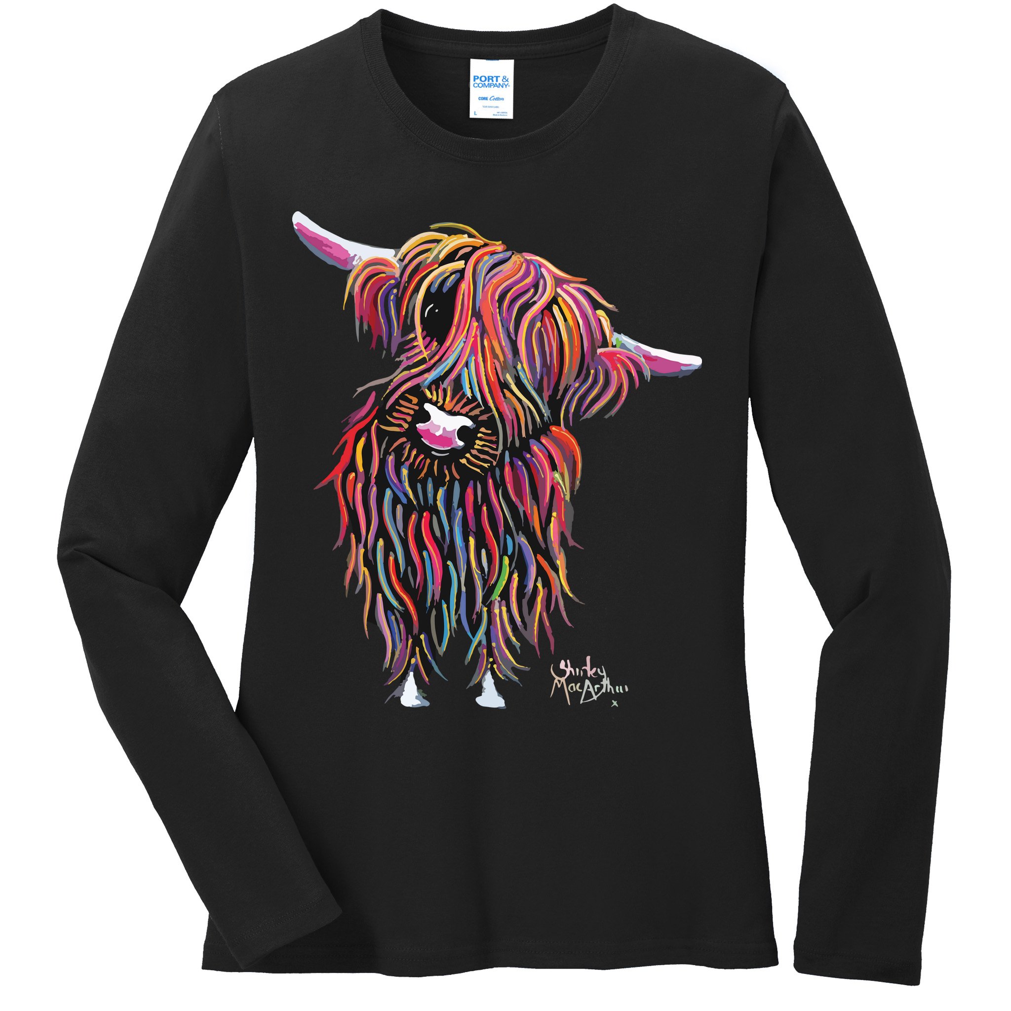 HiGHLaND CoW PRiNT ANiMaL PRiNT BoLLY Ladies Long Sleeve Shirt