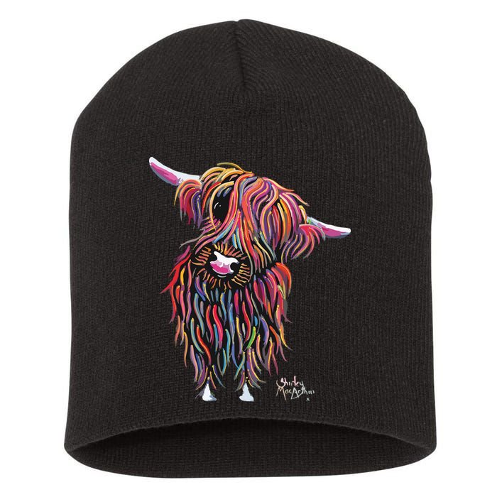 HiGHLaND CoW PRiNT ANiMaL PRiNT BoLLY Short Acrylic Beanie
