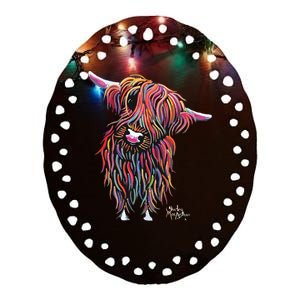 HiGHLaND CoW PRiNT ANiMaL PRiNT BoLLY Ceramic Oval Ornament