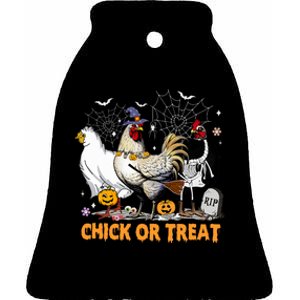 Halloween Chicken Pumpkin Chick Or Treat Spooky Season Ceramic Bell Ornament