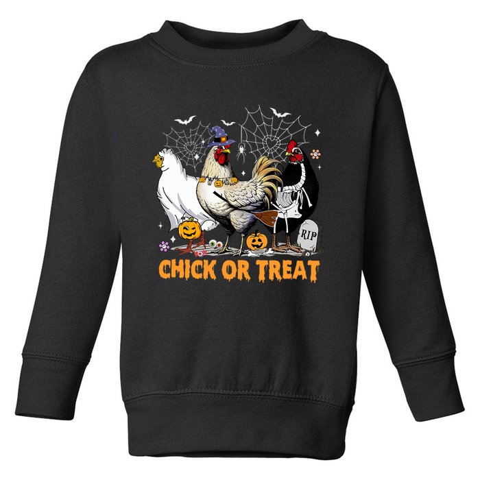 Halloween Chicken Pumpkin Chick Or Treat Spooky Season Toddler Sweatshirt