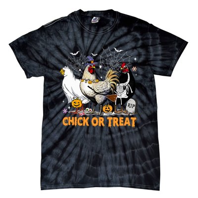 Halloween Chicken Pumpkin Chick Or Treat Spooky Season Tie-Dye T-Shirt