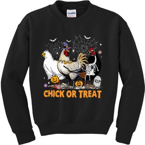 Halloween Chicken Pumpkin Chick Or Treat Spooky Season Kids Sweatshirt