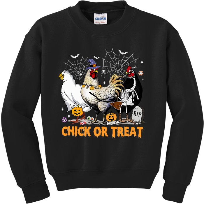 Halloween Chicken Pumpkin Chick Or Treat Spooky Season Kids Sweatshirt