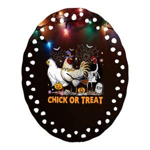 Halloween Chicken Pumpkin Chick Or Treat Spooky Season Ceramic Oval Ornament