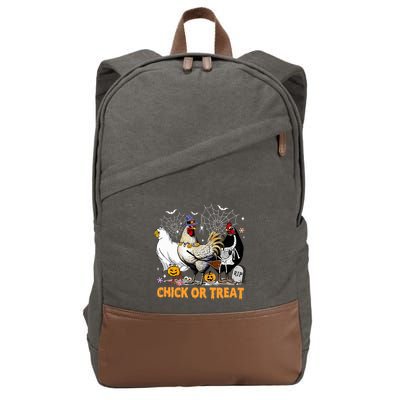 Halloween Chicken Pumpkin Chick Or Treat Spooky Season Cotton Canvas Backpack