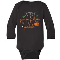 Halloween Cutest Pumpkin In The Patch Funny Baby Long Sleeve Bodysuit