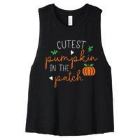 Halloween Cutest Pumpkin In The Patch Funny Women's Racerback Cropped Tank