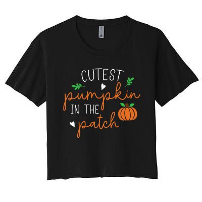 Halloween Cutest Pumpkin In The Patch Funny Women's Crop Top Tee