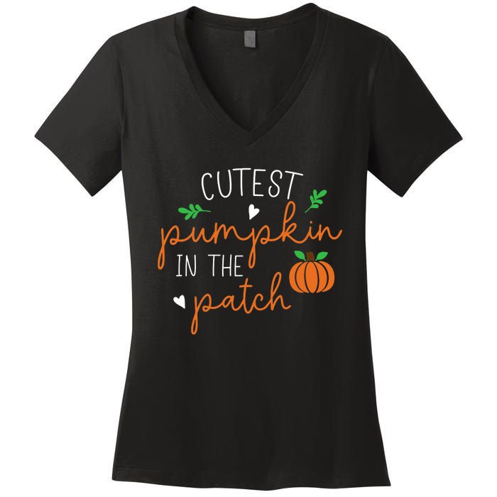 Halloween Cutest Pumpkin In The Patch Funny Women's V-Neck T-Shirt