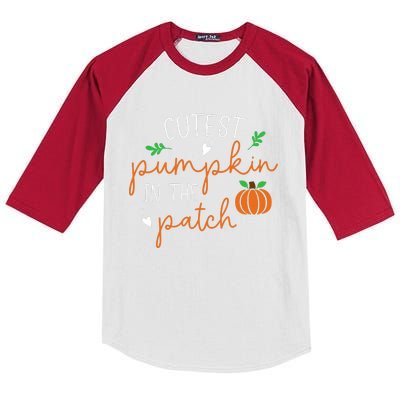 Halloween Cutest Pumpkin In The Patch Funny Kids Colorblock Raglan Jersey