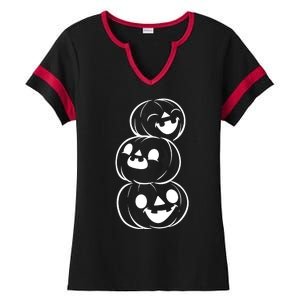 Halloween Cute Pumpkins Ladies Halftime Notch Neck Tee