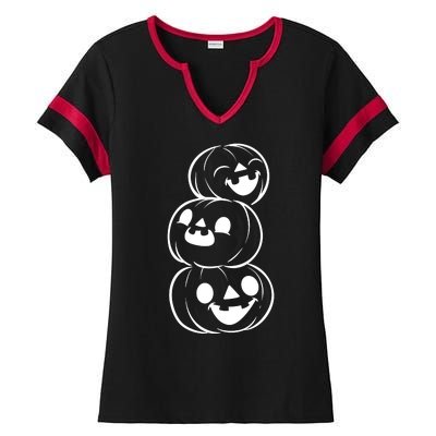 Halloween Cute Pumpkins Ladies Halftime Notch Neck Tee