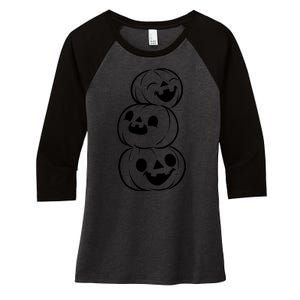 Halloween Cute Pumpkins Women's Tri-Blend 3/4-Sleeve Raglan Shirt