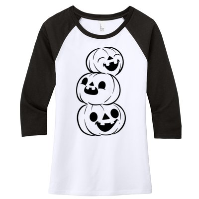 Halloween Cute Pumpkins Women's Tri-Blend 3/4-Sleeve Raglan Shirt