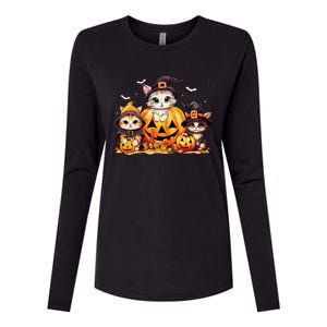 Halloween Cat Pumpkin Spooky Season Gift Womens Cotton Relaxed Long Sleeve T-Shirt