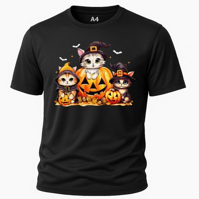 Halloween Cat Pumpkin Spooky Season Gift Cooling Performance Crew T-Shirt