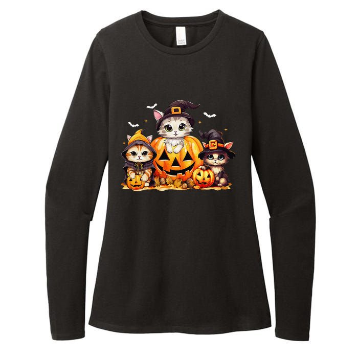 Halloween Cat Pumpkin Spooky Season Gift Womens CVC Long Sleeve Shirt