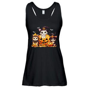 Halloween Cat Pumpkin Spooky Season Gift Ladies Essential Flowy Tank